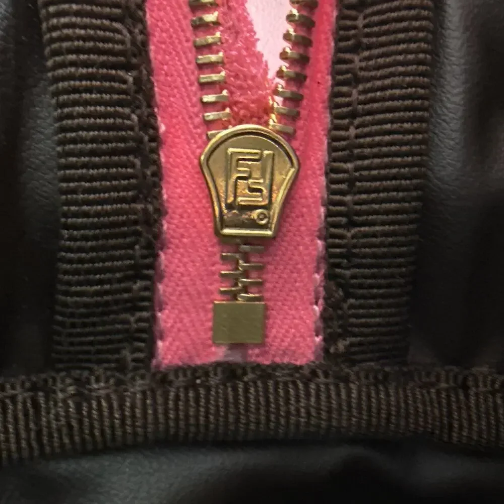 FENDI FF 1974 Cosmetic Pouch Zucca Embossed Terry Cloth in Pink